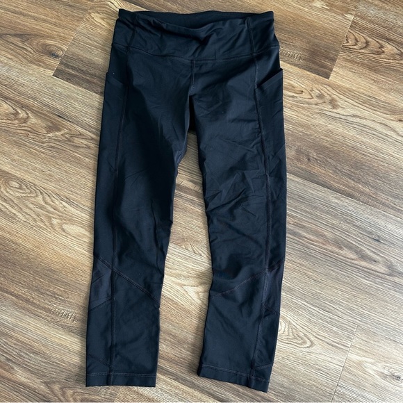 Lululemon Womens Pace Rival Crop 22" Women 6 Black Pocket Luxtreme Mid Rise FLAW - Picture 1 of 13